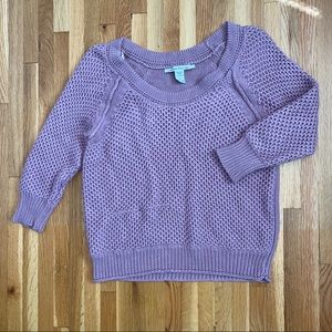 Lavender sweater with cropped sleeves